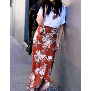 Zara floral long wrap flowy skirt